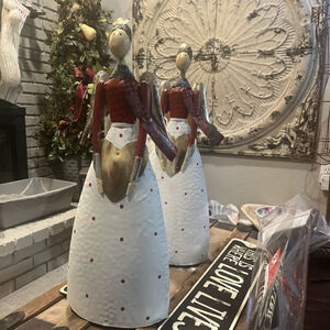 NWT Christmas Angel Metal Indoor Outdoor Statue By Plow&hearth